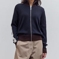 Merino Wool Sporty Cardigan, Navy