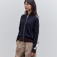 Merino Wool Sporty Cardigan, Navy