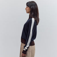 Merino Wool Sporty Cardigan, Navy