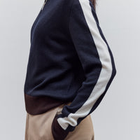 Merino Wool Sporty Cardigan, Navy