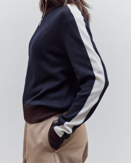 Merino Wool Sporty Cardigan, Navy