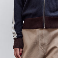 Merino Wool Sporty Cardigan, Navy