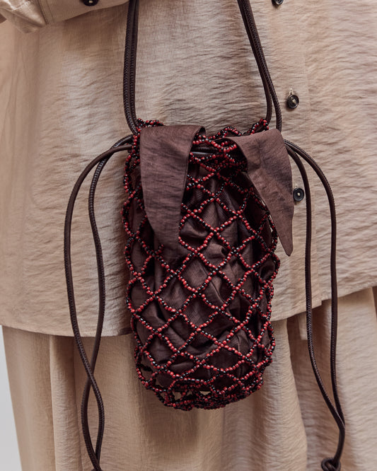 Handmade Beaded Net Bag, Black