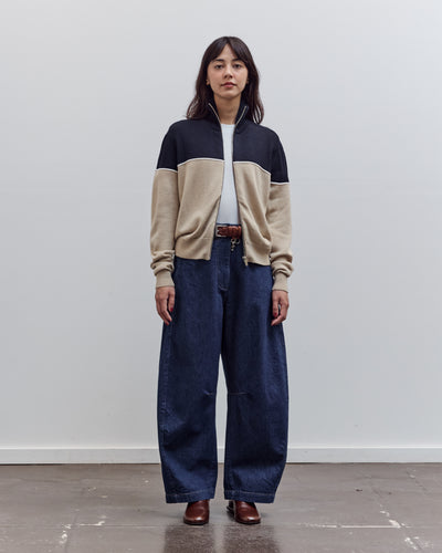 Merino Wool Colorblock Cardigan, Navy