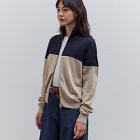 Merino Wool Colorblock Cardigan, Navy