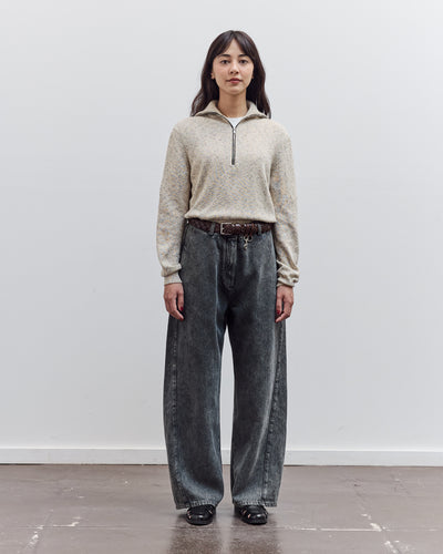 Flecked Cotton Zip-Up Sweater, Natural