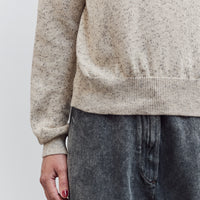 Flecked Cotton Zip-Up Sweater, Natural