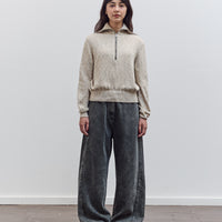 Flecked Cotton Zip-Up Sweater, Natural