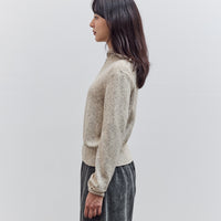 Flecked Cotton Zip-Up Sweater, Natural