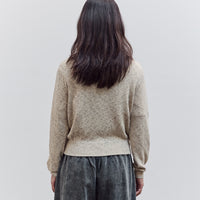 Flecked Cotton Zip-Up Sweater, Natural