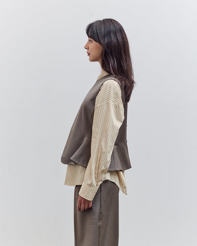 Tailored Peplum Vest, Taupe