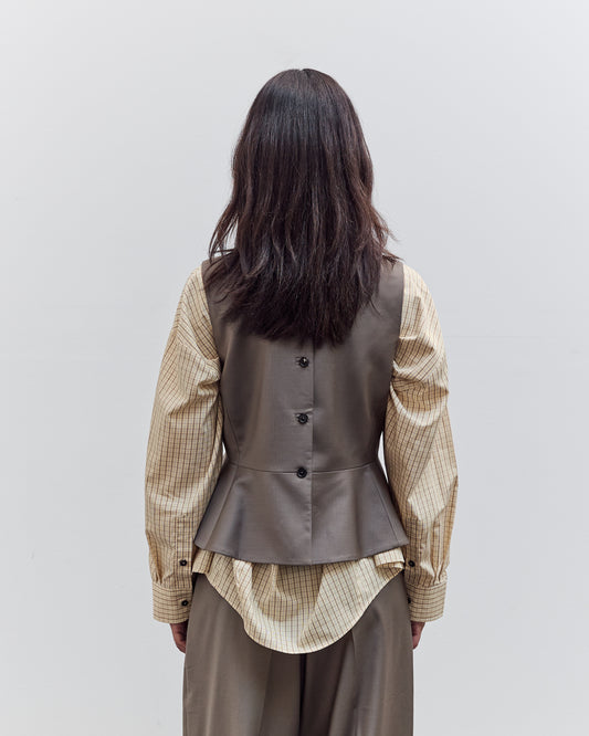 Tailored Peplum Vest, Taupe