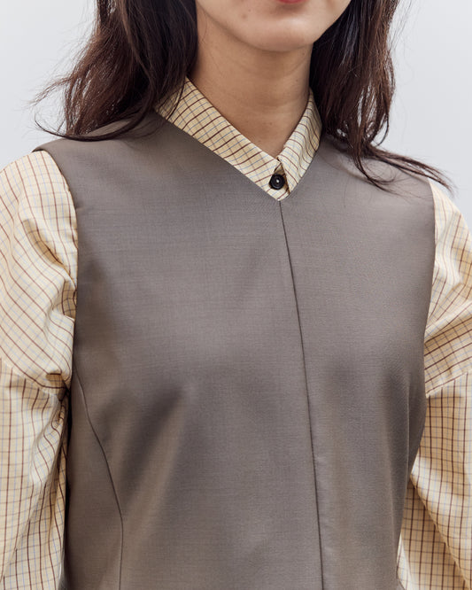 Tailored Peplum Vest, Taupe