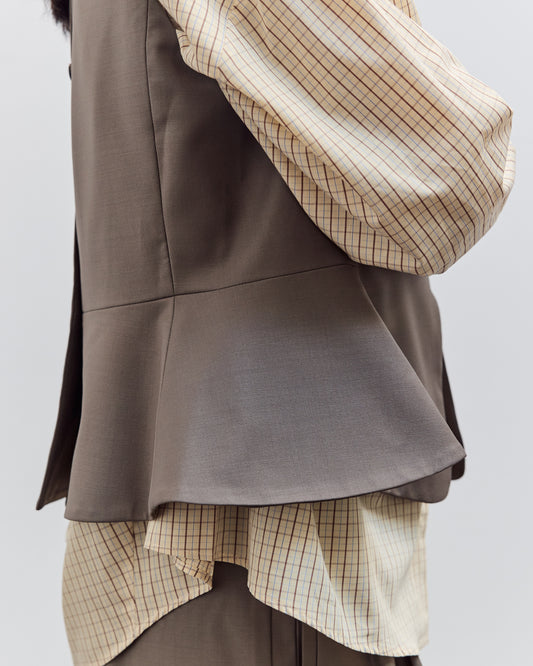 Tailored Peplum Vest, Taupe