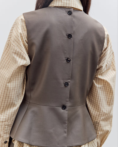 Tailored Peplum Vest, Taupe