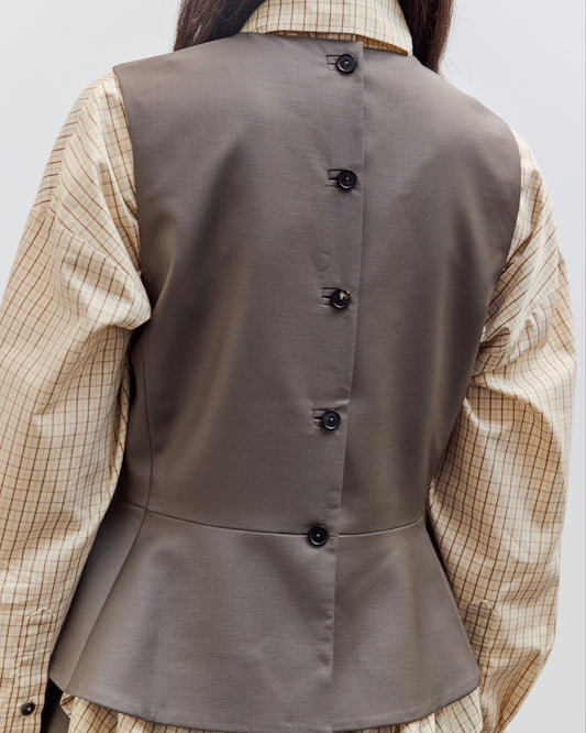 Tailored Peplum Vest, Taupe
