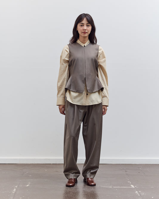 Virgin Wool Masculine Barrel Pant, Taupe