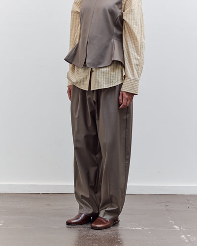 Virgin Wool Masculine Barrel Pant, Taupe