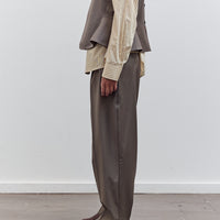 Virgin Wool Masculine Barrel Pant, Taupe