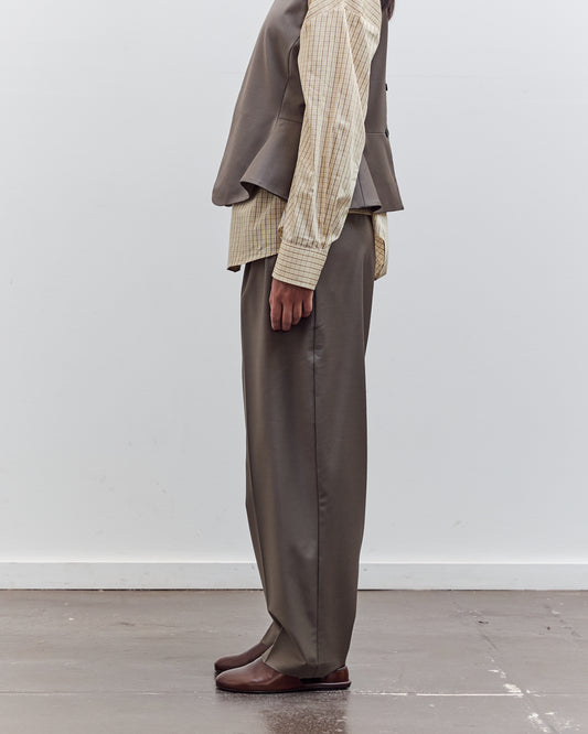 Virgin Wool Masculine Barrel Pant, Taupe