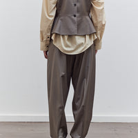 Virgin Wool Masculine Barrel Pant, Taupe