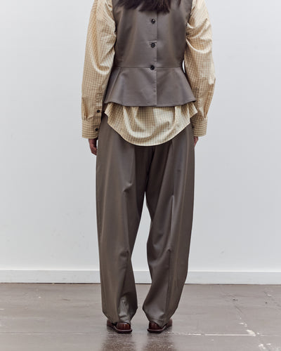 Virgin Wool Masculine Barrel Pant, Taupe