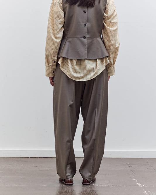 Virgin Wool Masculine Barrel Pant, Taupe