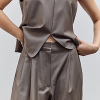 Virgin Wool Masculine Barrel Pant, Taupe