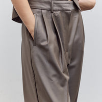 Virgin Wool Masculine Barrel Pant, Taupe