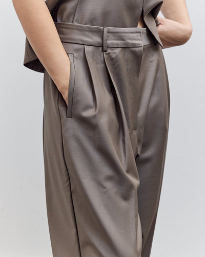 Virgin Wool Masculine Barrel Pant, Taupe