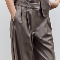 Virgin Wool Masculine Barrel Pant, Taupe