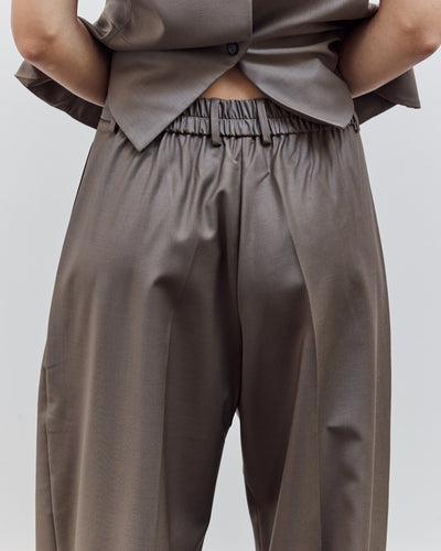 Virgin Wool Masculine Barrel Pant, Taupe