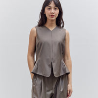 Tailored Peplum Vest, Taupe