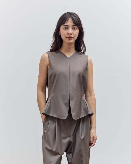 Tailored Peplum Vest, Taupe