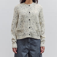 Merino Wool Flecked Cardigan, Natural