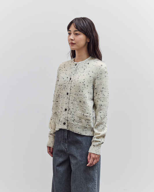 Merino Wool Flecked Cardigan, Natural