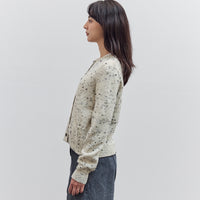 Merino Wool Flecked Cardigan, Natural