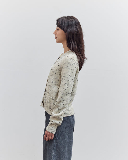 Merino Wool Flecked Cardigan, Natural