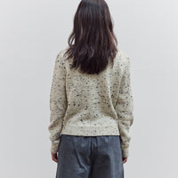 Merino Wool Flecked Cardigan, Natural