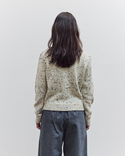 Merino Wool Flecked Cardigan, Natural