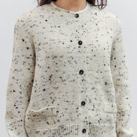 Merino Wool Flecked Cardigan, Natural