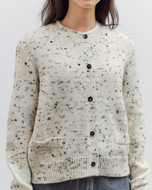 Merino Wool Flecked Cardigan, Natural