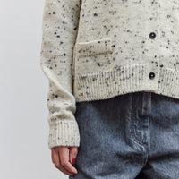 Merino Wool Flecked Cardigan, Natural