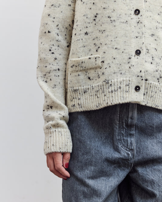 Merino Wool Flecked Cardigan, Natural