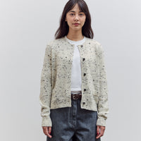 Merino Wool Flecked Cardigan, Natural