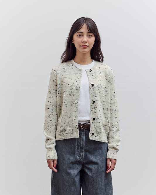 Merino Wool Flecked Cardigan, Natural