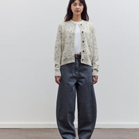 Washed Denim Curved Pants, Grey