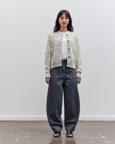 Washed Denim Curved Pants, Grey