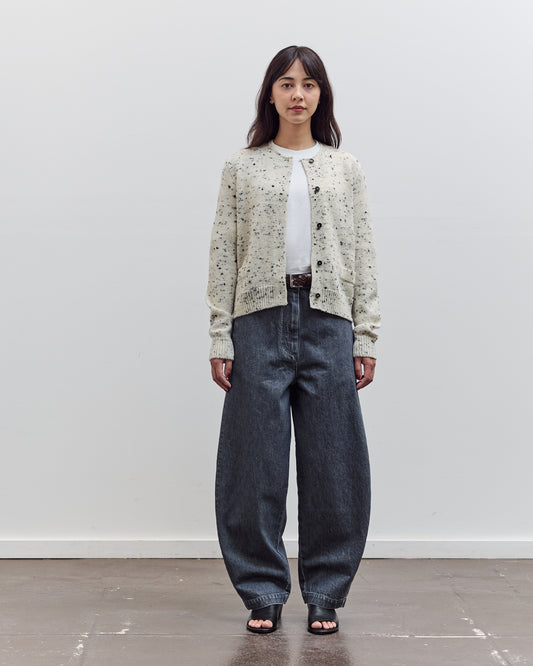 Washed Denim Curved Pants, Grey