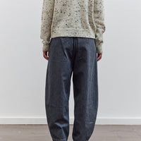 Washed Denim Curved Pants, Grey